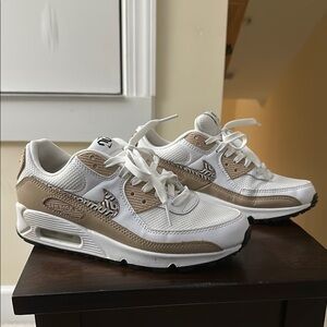 Nike Air Max White and Tan Sneakers